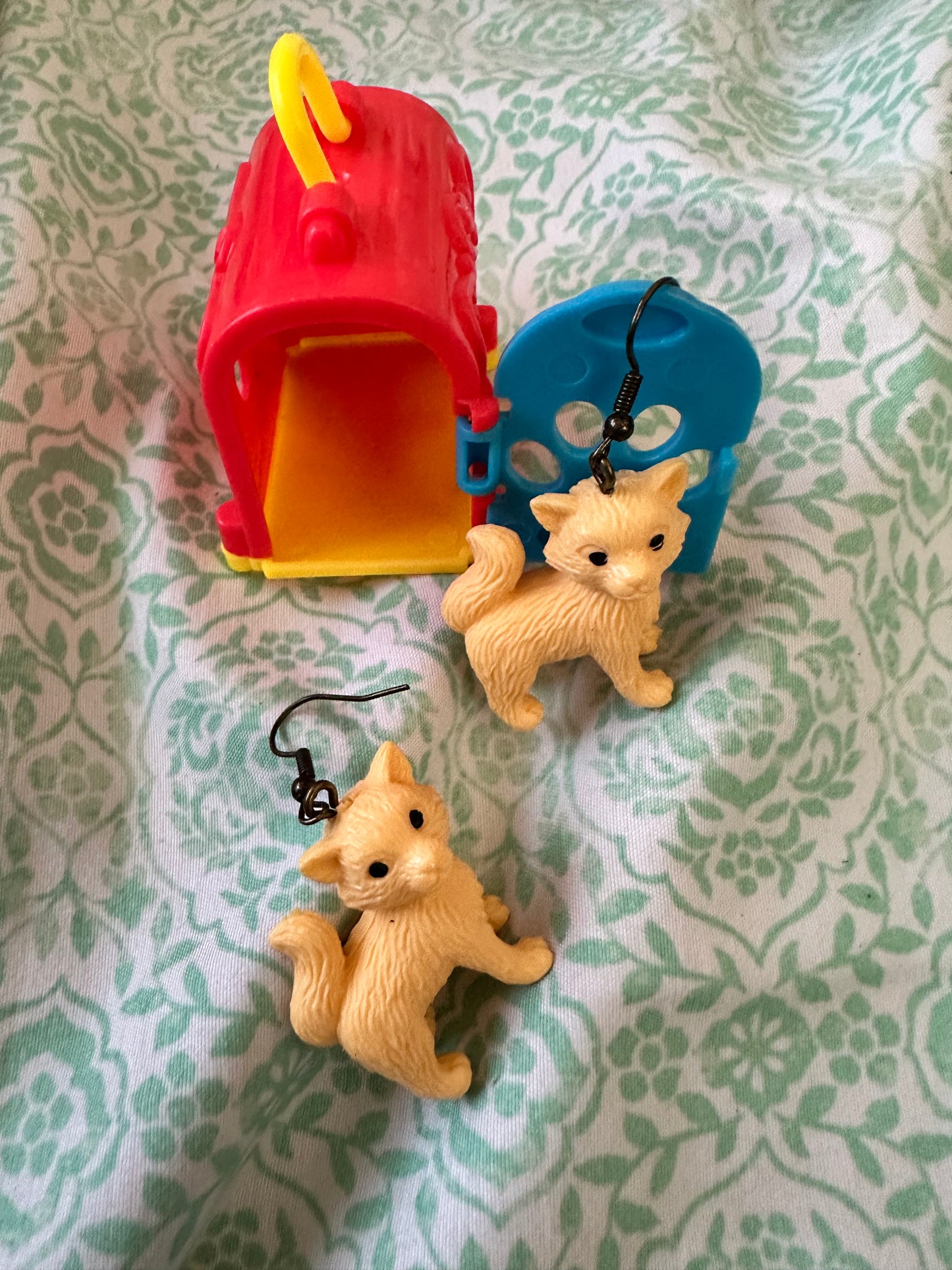 Cat Earrings with Cat Carrier
