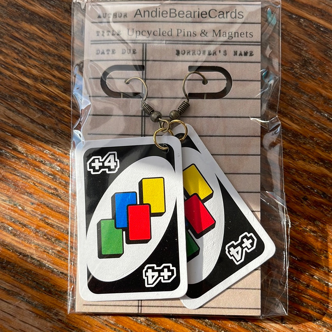 Uno Card Earrings