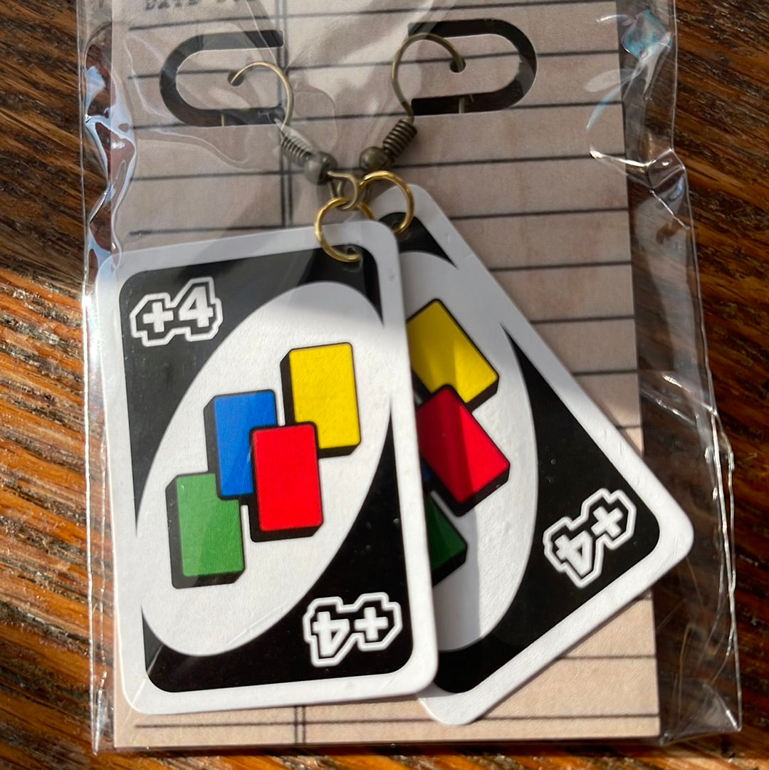 Uno Card Earrings